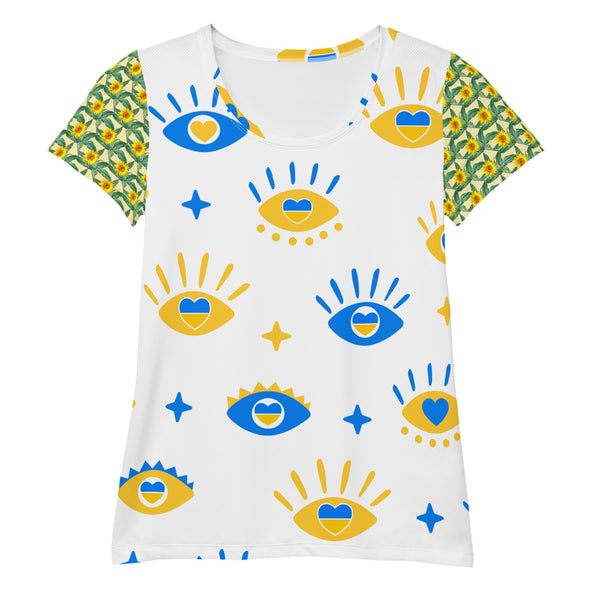 All-Over Print Women's Athletic T-shirt - "BRIGHT EYES DESIGN"