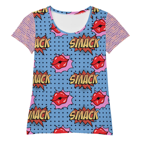 All-Over Print Women's Athletic T-shirt "SMACK"