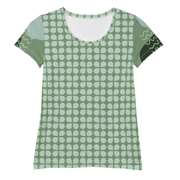 All-Over Print Women's Athletic T-shirt  GREEN ALL OVER