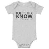 Baby onesie "DO THEY KNOW HOW MUCH I AM GOING TO COST?"