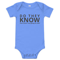 Baby onesie "DO THEY KNOW HOW MUCH I AM GOING TO COST?"