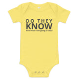 Baby onesie "DO THEY KNOW HOW MUCH I AM GOING TO COST?"