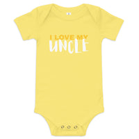 100% cotton one-piece Baby Onesie. "I love my Uncle"