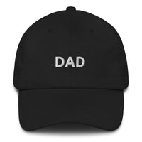 This hat has a low profile with an adjustable strap and curved visor.  "DAD"