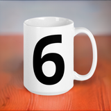 White glossy mug   "6"