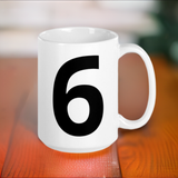 White glossy mug   "6"