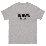 100% cotton classic tee. "THE GAME IS ON"