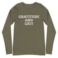 Unisex Long Sleeve Cotton Tee "GRATITUDE AND GRIT"