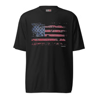 Unisex performance crew neck t-shirt  "FADED AMERICAN FLAG"