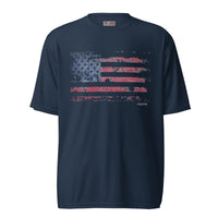 Unisex performance crew neck t-shirt  "FADED AMERICAN FLAG"