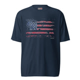 Unisex performance crew neck t-shirt  "FADED AMERICAN FLAG"