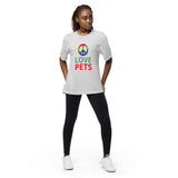 Unisex performance crew neck t-shirt "PEACE LOVE PETS"