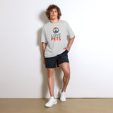 Unisex performance crew neck t-shirt "PEACE LOVE PETS"