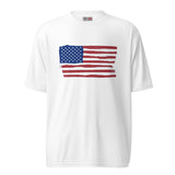 Unisex performance crew neck t-shirt "RUGGED AMERICAN FLAG"