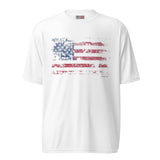 Unisex performance crew neck t-shirt  "FADED AMERICAN FLAG"