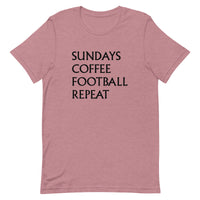 Soft and lightweight t-shirt  "SUNDAYS, COFFEE, FOOTBALL, REPEAT"