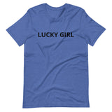 Unisex t-shirt that is the best 100% cotton tee you’ve ever tried. "LUCKY GIRL"