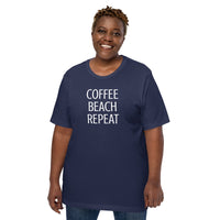 Unisex t-shirt feels soft and lightweight "COFFEE BEACH REPEAT"