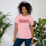 Unisex t-shirt feels soft and lightweight "GOD BLESS AMERICA"