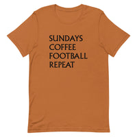 Soft and lightweight t-shirt  "SUNDAYS, COFFEE, FOOTBALL, REPEAT"