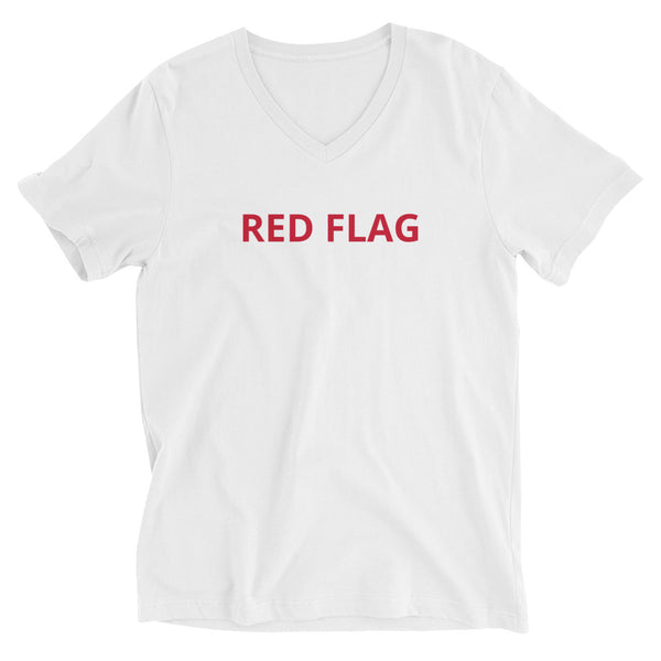 Unisex Short Sleeve V-Neck T-Shirt "RED FLAG"