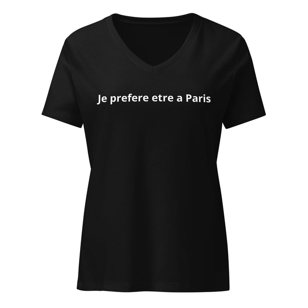 Women’s relaxed v-neck t-shirt "Je prefere etre a Paris"