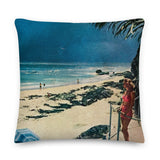 Premium Vintage Pillow with woman on beach