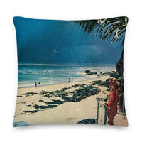 Premium Vintage Beach Scene Pillow