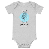 100% cotton one-piece Baby Onesie.  PEACE