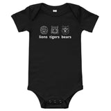 Baby short sleeve one piece (onesie) "lions tigers bears"