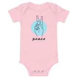 100% cotton one-piece Baby Onesie.  PEACE