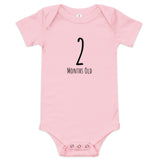 100% cotton one-piece Baby Onesie  "2 MONTHS OLD"