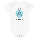 100% cotton one-piece Baby Onesie.  PEACE