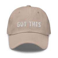 Low profile hat with an adjustable strap and curved visor  "GOT THIS"