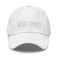 Low profile hat with an adjustable strap and curved visor  "GOT THIS"