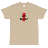 Basic Soft-style T-Shirt made of a thicker, heavier cotton, but it's still soft and comfy.  "I AM WOMAN"