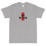 Basic Soft-style T-Shirt made of a thicker, heavier cotton, but it's still soft and comfy.  "I AM WOMAN"