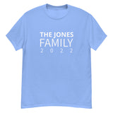 100% cotton classic tee "THE JONES FAMILY" Email us the name you want! info@twowordstshirt.com