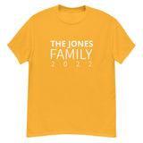 100% cotton classic tee "THE JONES FAMILY" Email us the name you want! info@twowordstshirt.com