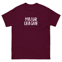 The 100% cotton classic tee with a more structured look...trendy! "MAJOR LEAGUE"