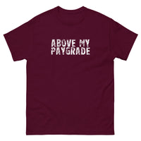 The 100% cotton classic tee with a more structured look...trendy! "ABOVE MY PAYGRADE"