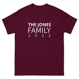 100% cotton classic tee "THE JONES FAMILY" Email us the name you want! info@twowordstshirt.com