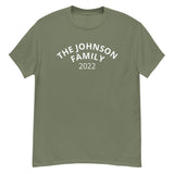 100% cotton classic tee "THE JOHNSON FAMILY'. Email us the name you want! info@twowordstshirt.com