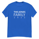 100% cotton classic tee "THE JONES FAMILY" Email us the name you want! info@twowordstshirt.com