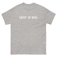 100% cotton classic tee with a more structured look...trendy!  "CREEP IT REAL"