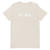 Soft, lightweight unisex t-shirt with the right amount of stretch. "EAT WELL"