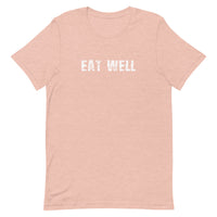 Soft, lightweight unisex t-shirt with the right amount of stretch. "EAT WELL"