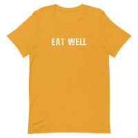 Soft, lightweight unisex t-shirt with the right amount of stretch. "EAT WELL"