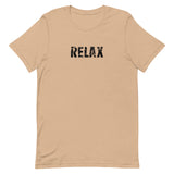 Unisex t-shirt that is the best 100% cotton tee you’ve ever tried. "RELAX"