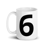 White glossy mug   "6"